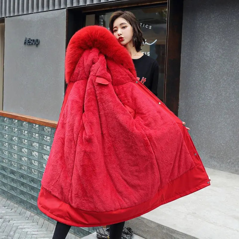 2025 New Parkas Women's Long Coat Winter Jacket Overcoming Plush Cotton Jacket