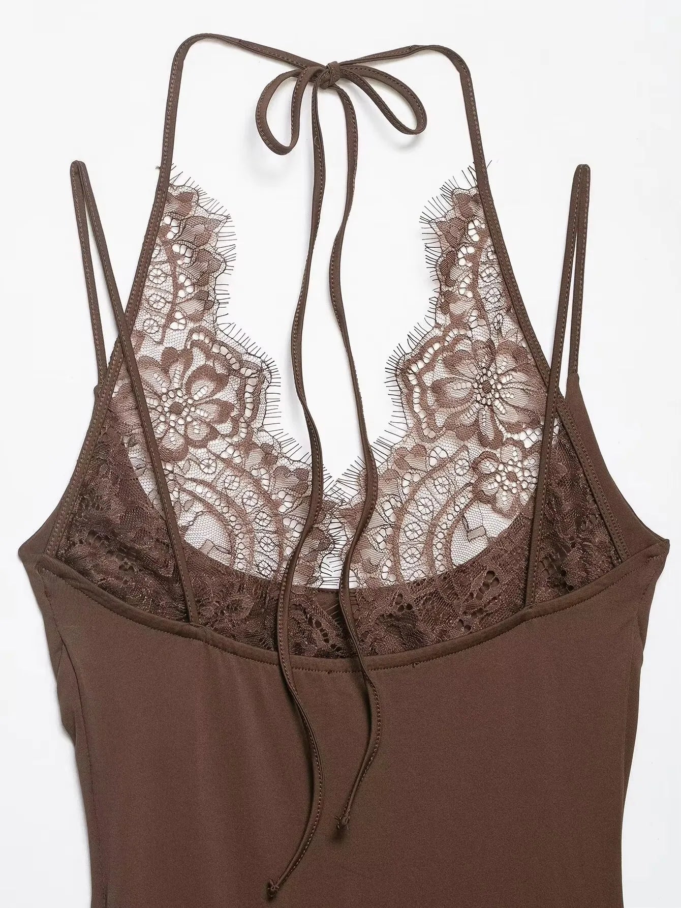 Elegant Lace Backless Spaghetti Strap Bodysuit for Women
