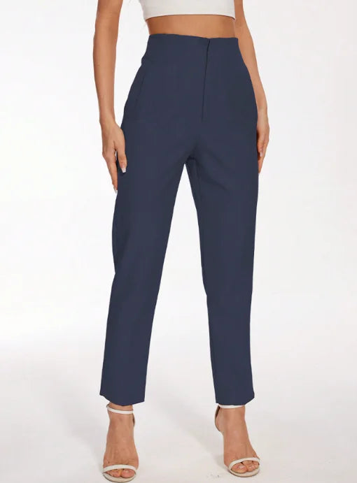 Solid Color Office Slim Fit Pencil Pants for Women