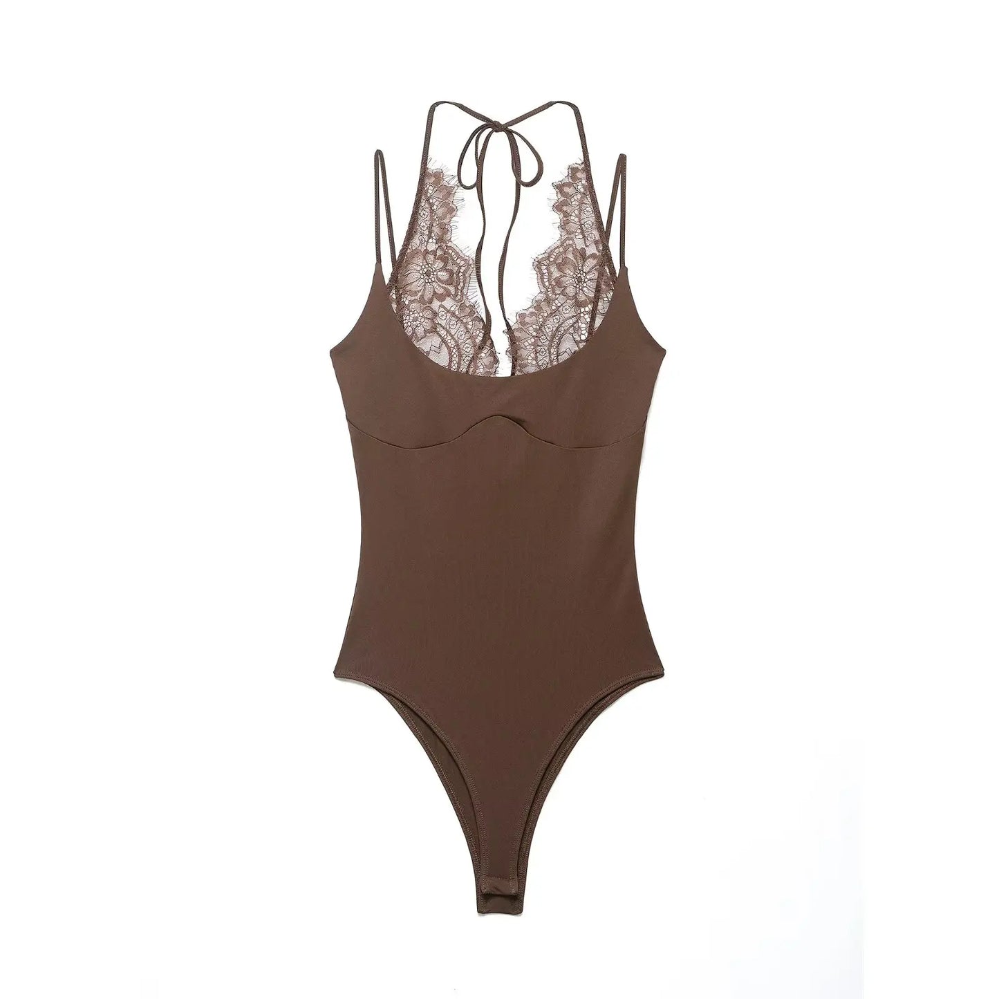Elegant Lace Backless Spaghetti Strap Bodysuit for Women