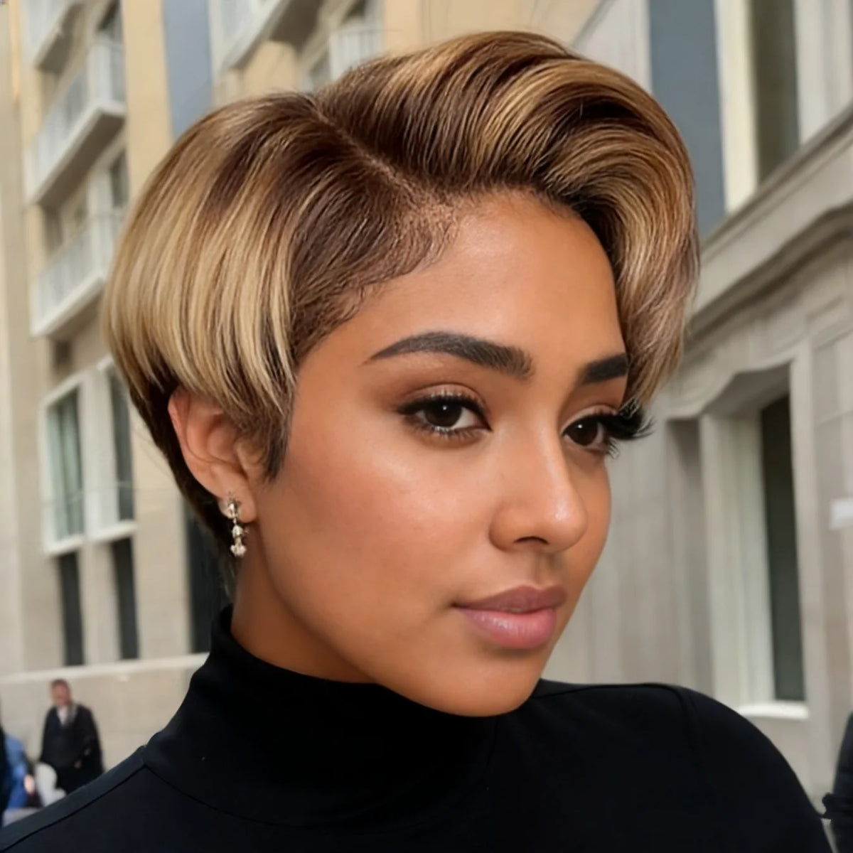 Short Straight Pixie Cut Human Hair Lace Front Wig for Women