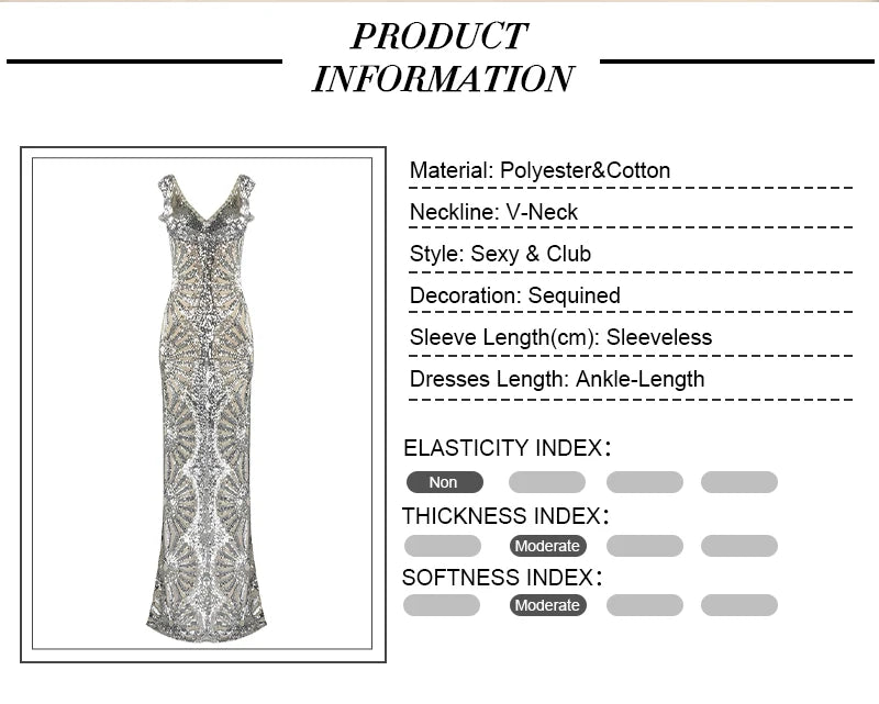 Sequined Ruffle Maxi Slip Dress with V Neck for Women