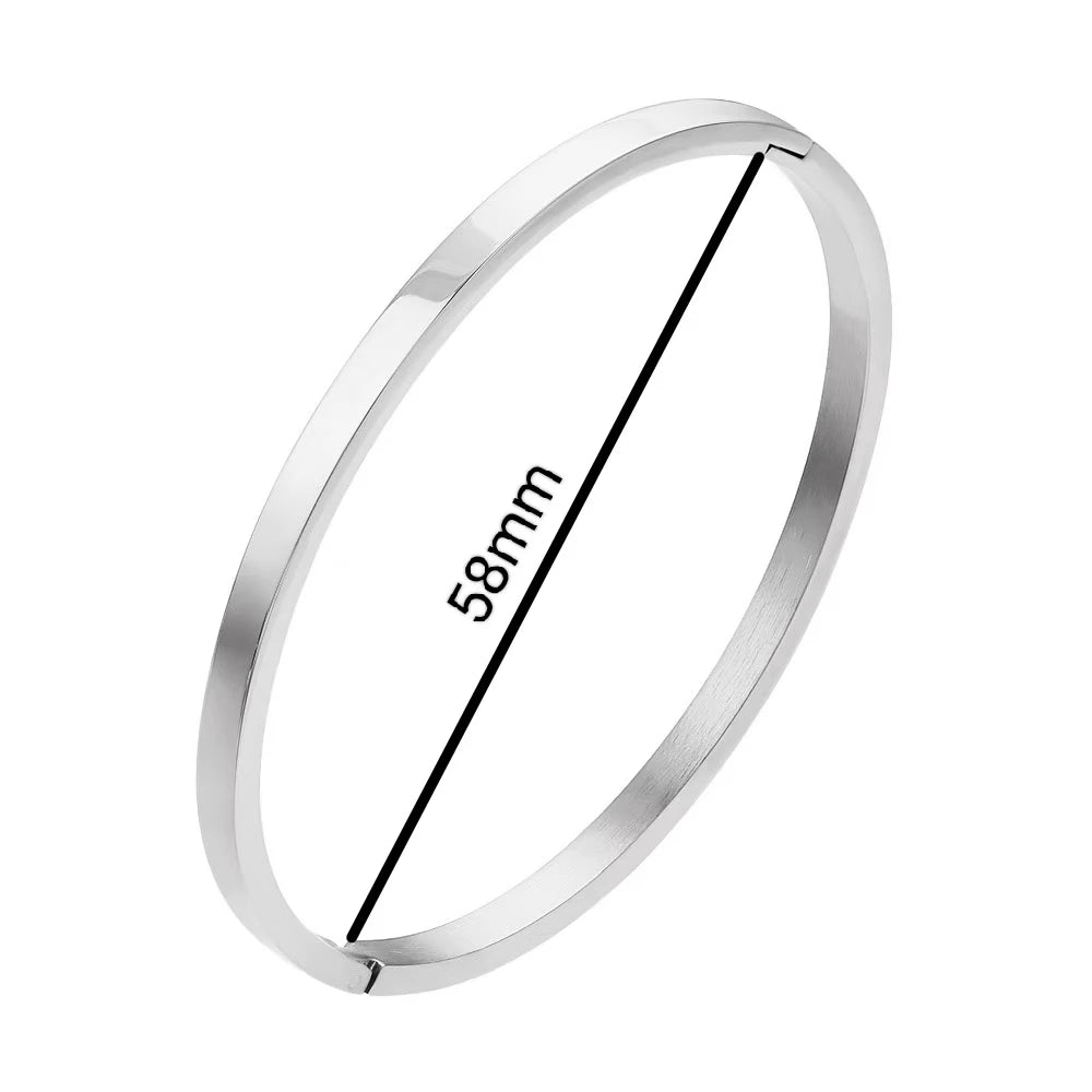 Waterproof Oval Stainless Steel Bangle Bracelet for Women