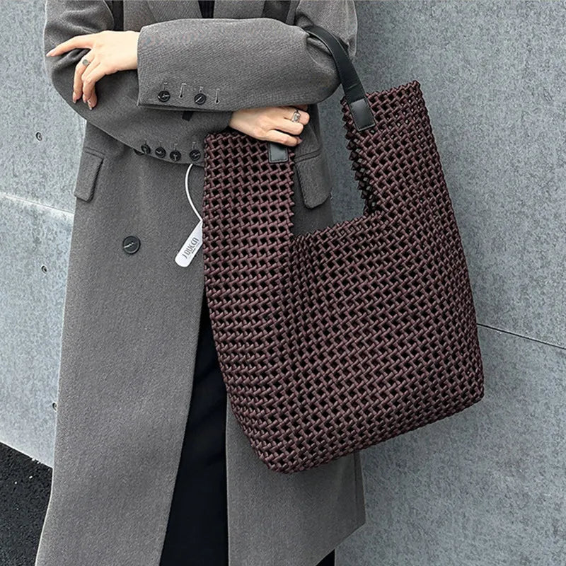 Rope Woven Shoulder Tote Bag