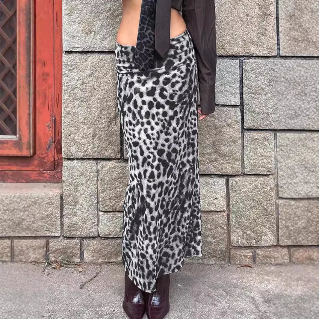 Elegant High Waisted Leopard Print Slim Skirt for Women