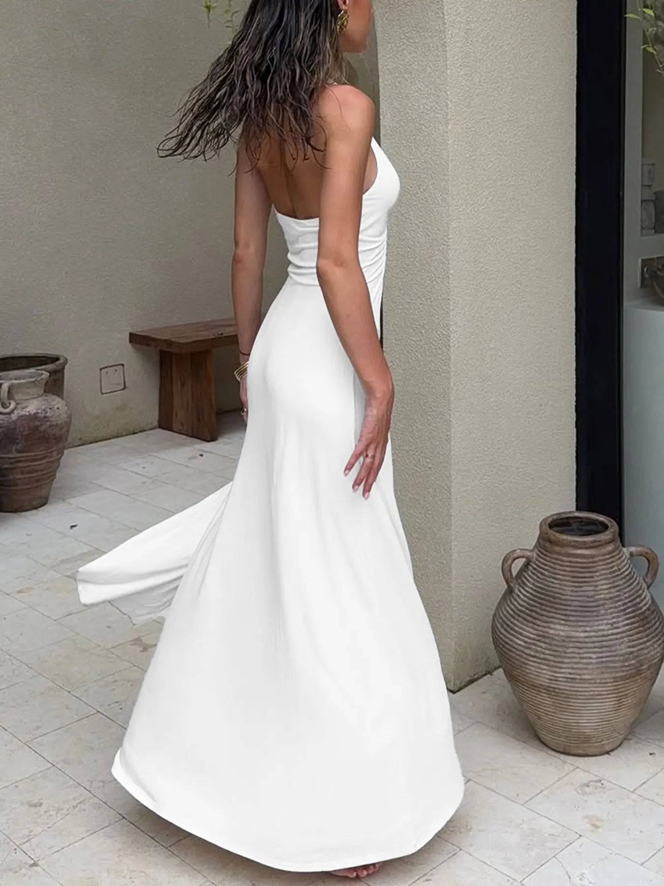 Women's Dresses Summer New Streetwear Fashion Halter Casual Slim Dress Solid Sexy V-Neck Backless Female Party Knitted Dresses