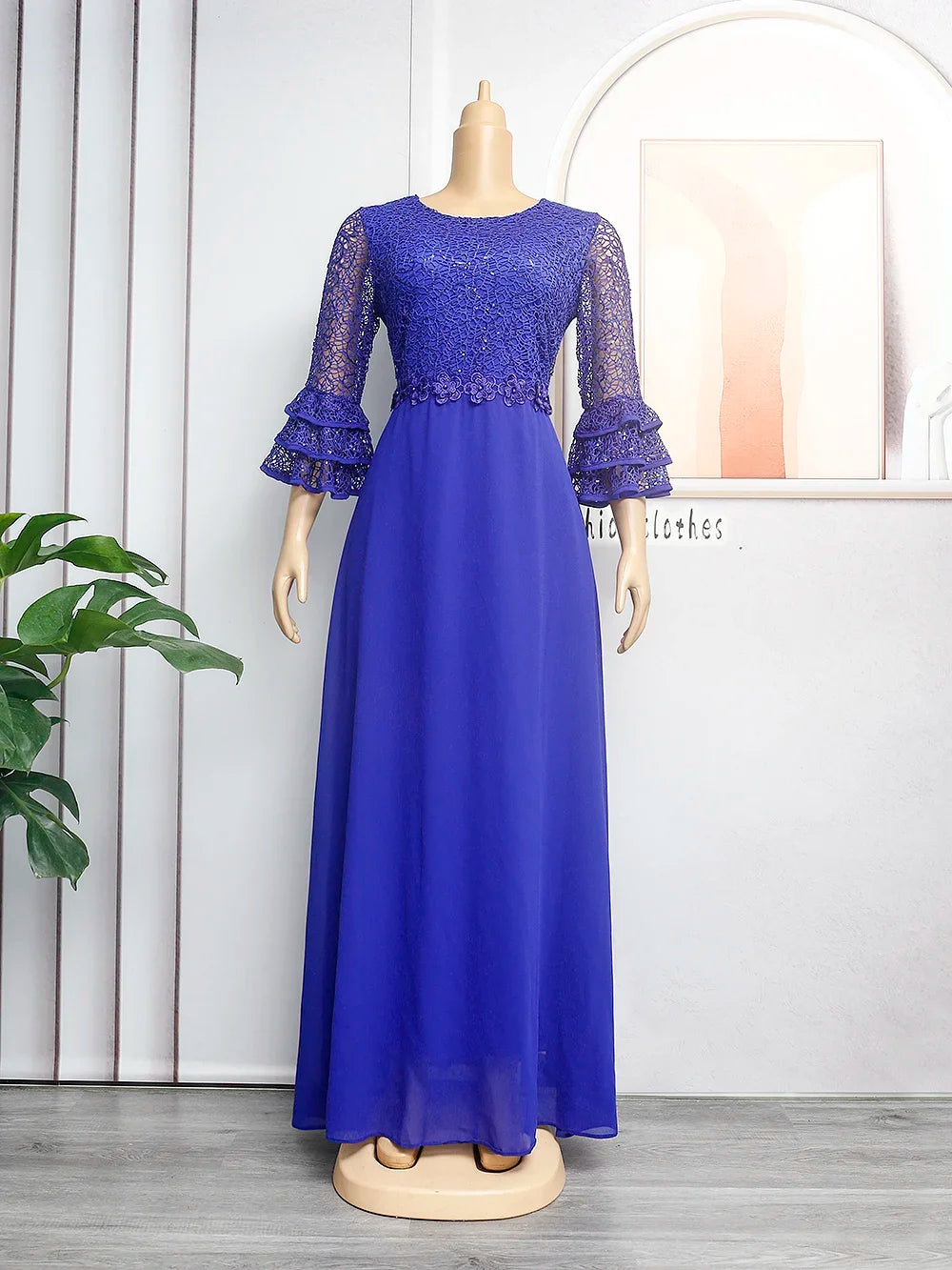 Customized African Wedding Party Dreses for Women Spring Autumn African Short Sleeve V-neck Polyester Green Pink Red Long Dress