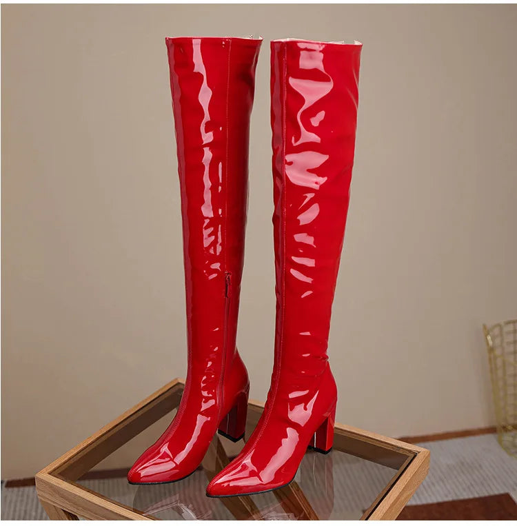 Sexy Over The Knee Boots Pointed Toe Zipper for Women