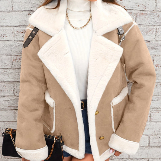 Turn Down Collar Shearling Jacket