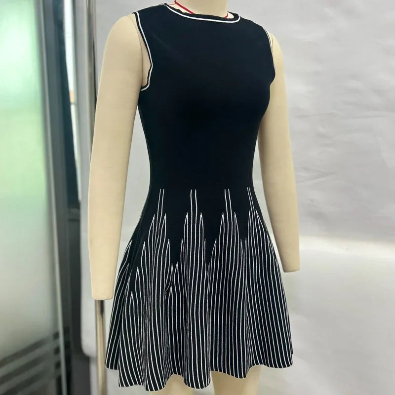 Mini Dress Women Dresses A Line Bodycon Vestidos Streetwear Sleeveless Round Neck Elegant Knitted Y2k Party Club Slim Fit 2025