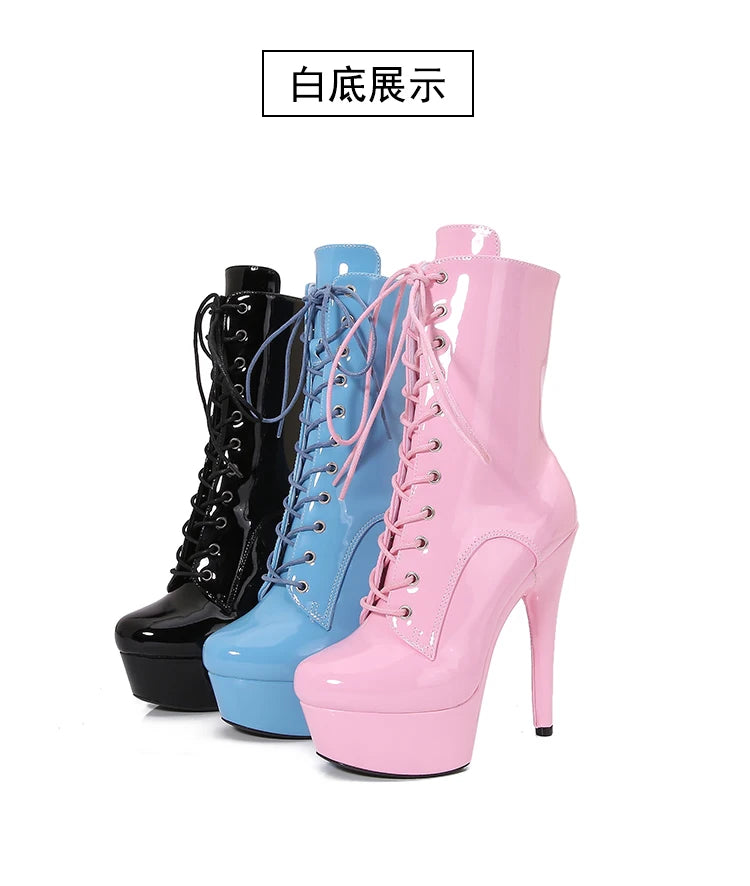 Sexy Pole Dance Ankle Boots With Platform Heels for Women