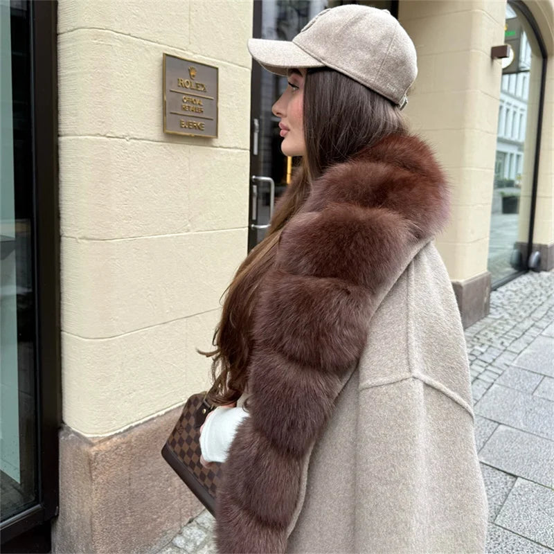 Vintage Women's Fur Coat Elegant Open Collar Thicken Full Sleeve Jacket With Furs Female 2025 New Autumn Winter Woman Clothes