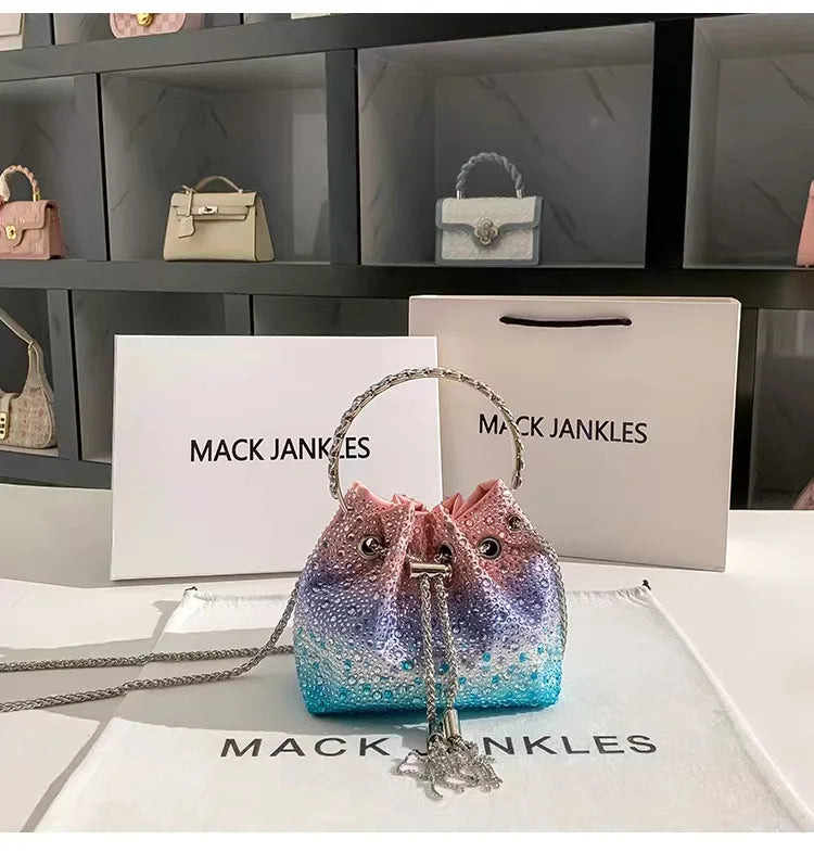 Luxury Designer Women's Handbag Crystal Shiny Rhinestones Diamond Evening Bag Wedding Party Clutch Purse Shoulder Crossbody Bag