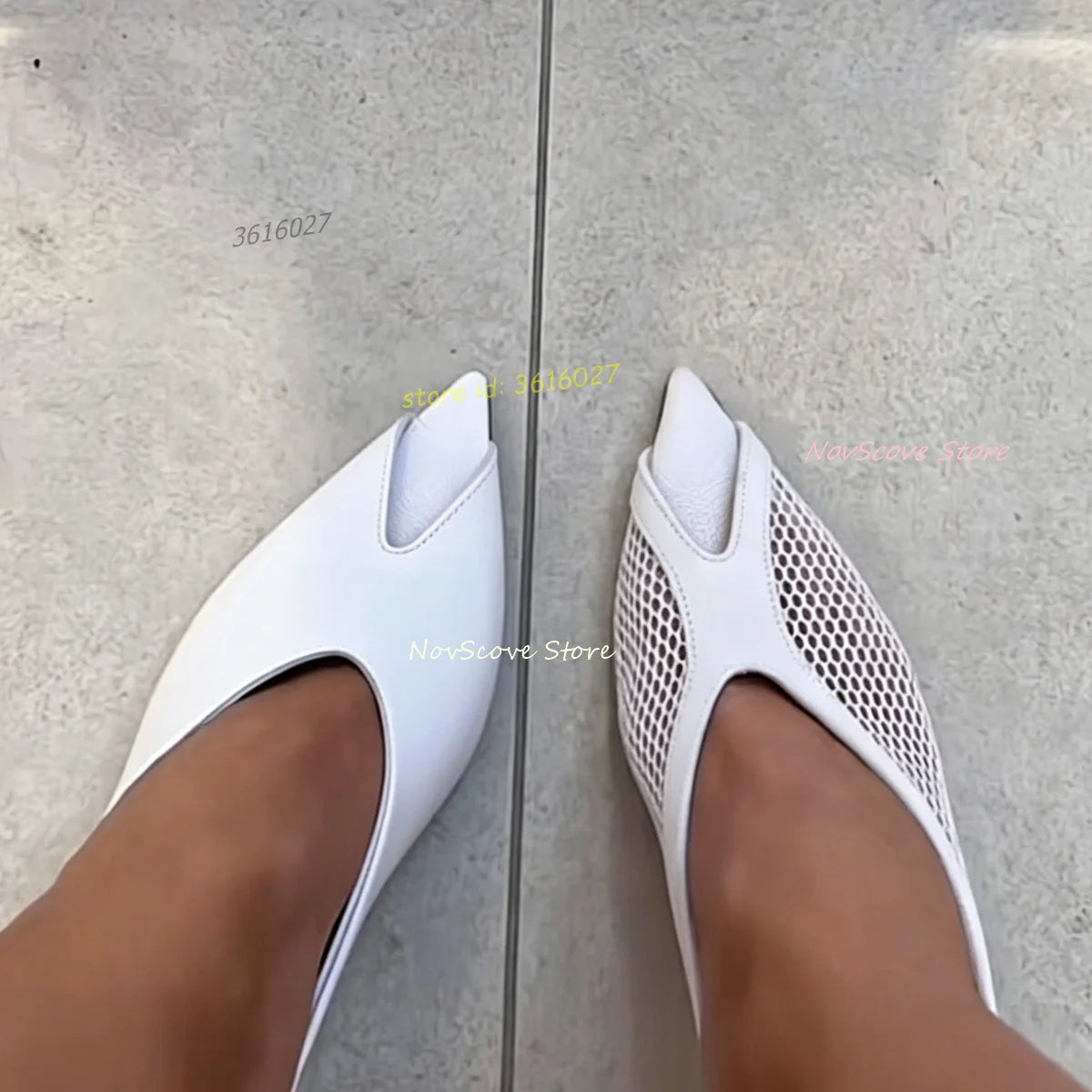 Elegant Patchwork Mesh Peep Toe Stiletto Mules For Women