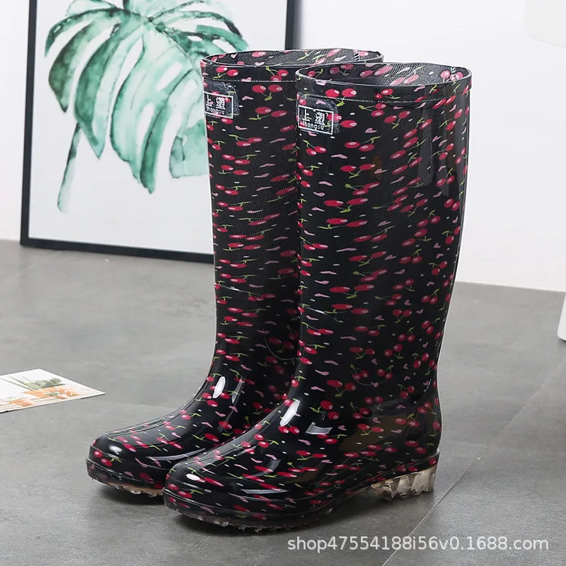 Floral Printed Anti Slip Comfortable Rain Boots For Women