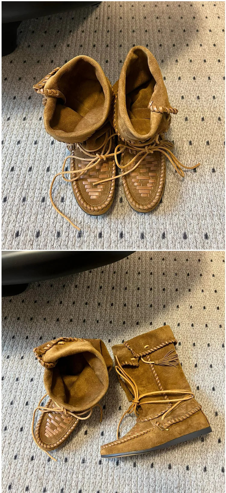 Soft Suede Round Toe Western Ankle Boots for Women