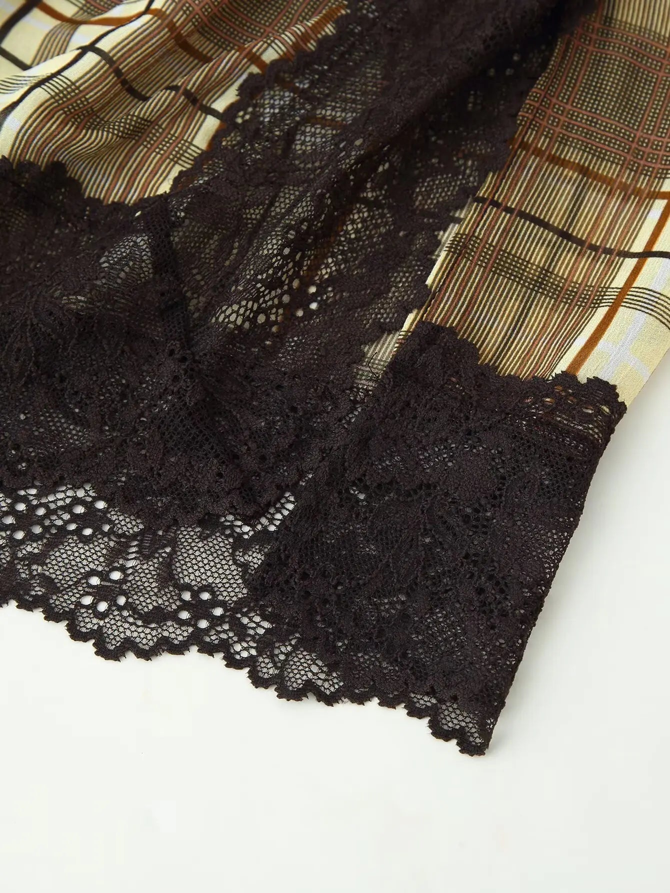 Lace V Neck Plaid Sleeveless Backless Cami Top for Women