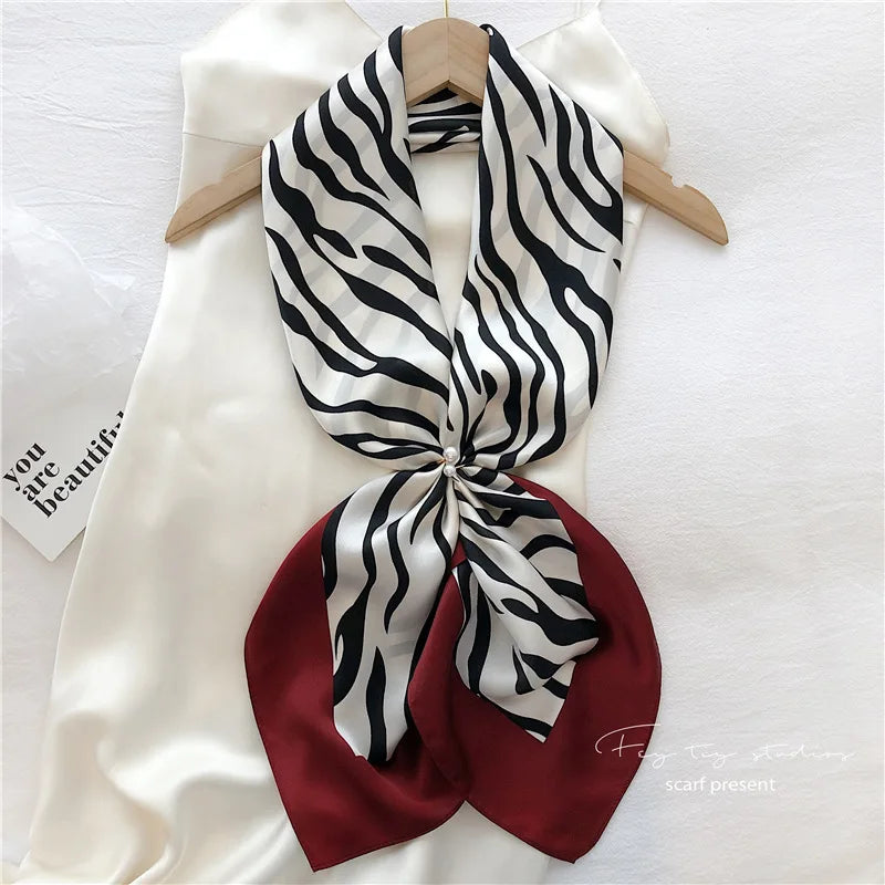 Elegant Art Gallery Style 100% Pure Silk Scarves For Women Soft Thin Striped Mulberry Silk Square Scarf Versatile For Spring Sum