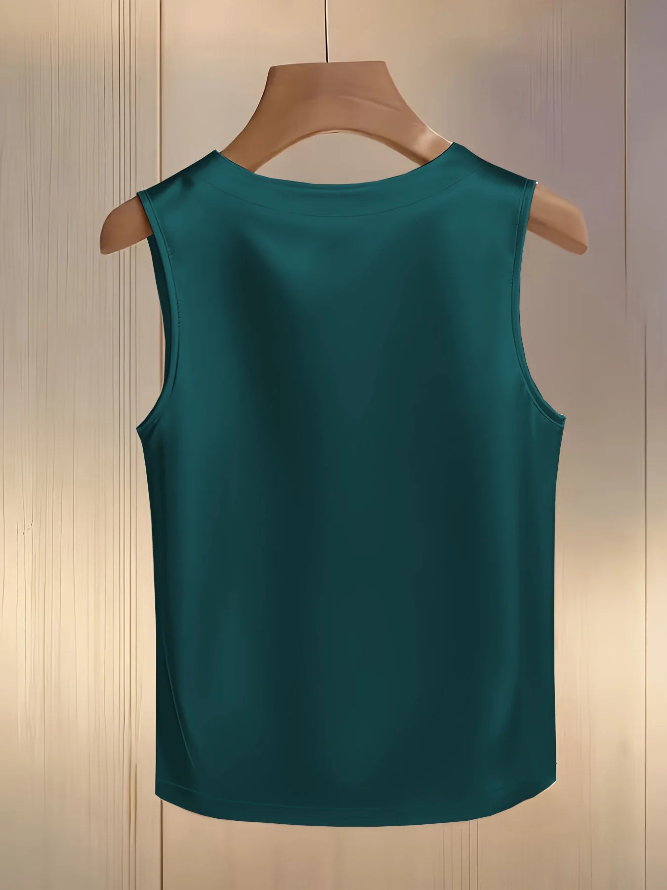 Loose Satin Beaded Pearl Decor Sleeveless Tank Top for Women