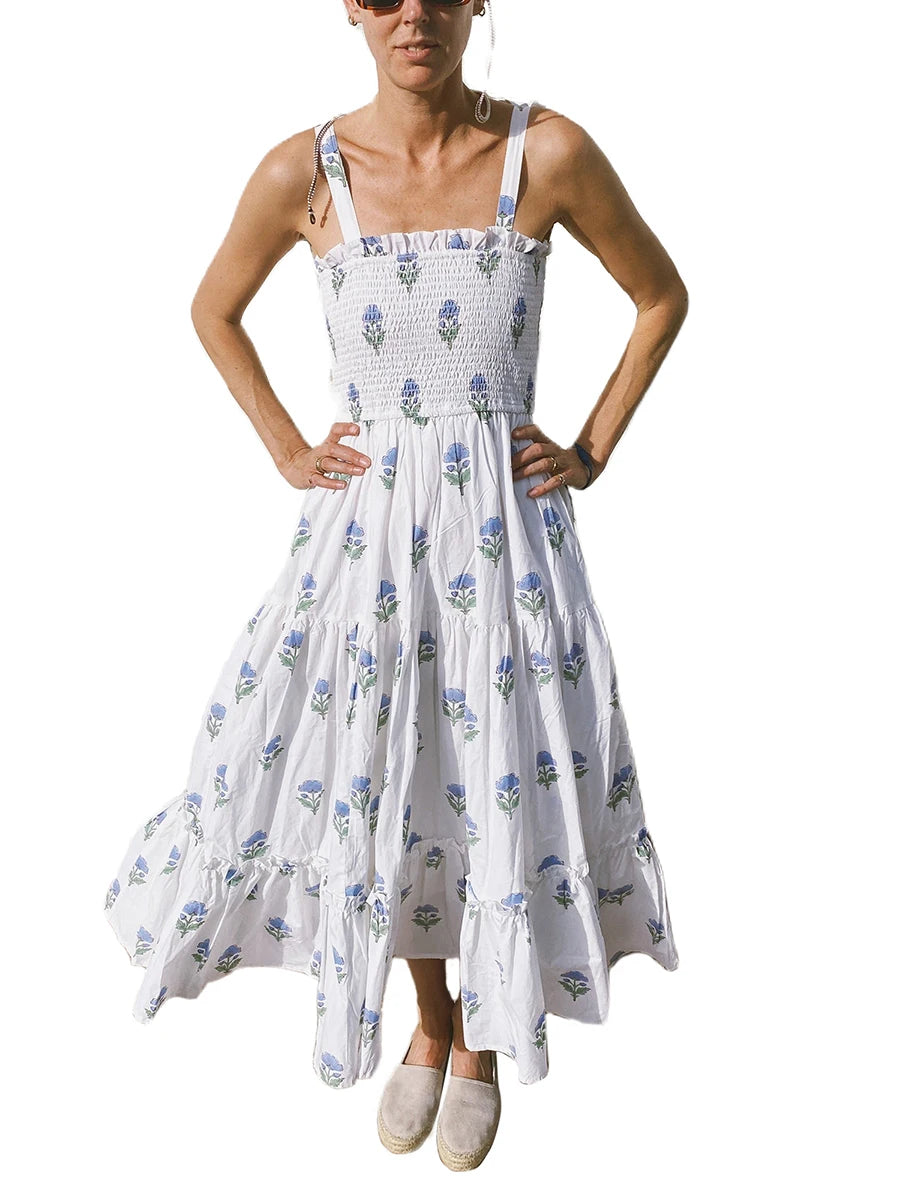 Women'S Sleeveless Printed Lace Up Dress Casual Summer Printed Lace Up A-Line Party Dress Suitable For Holiday Beach Street Wear