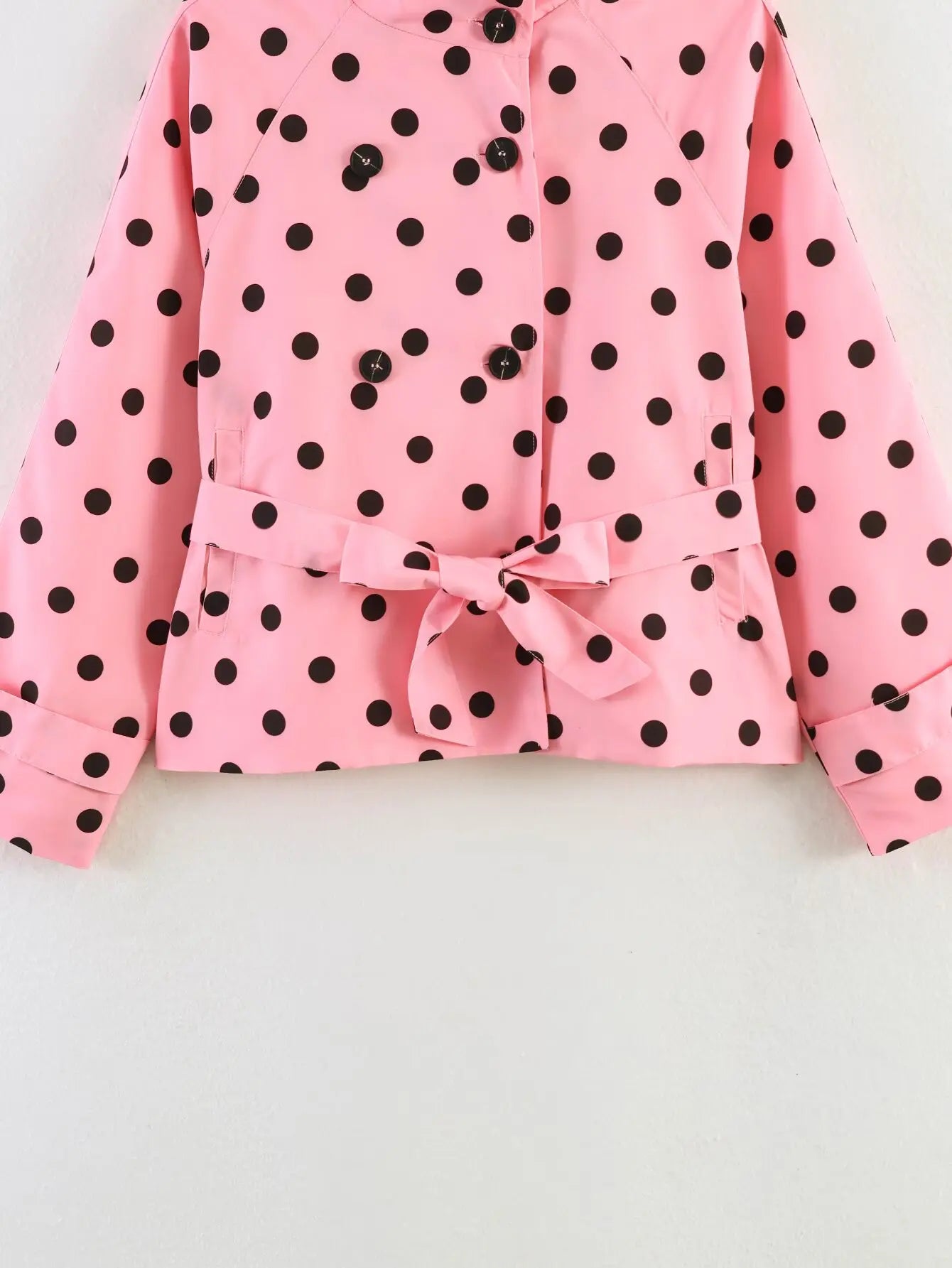 Polka Dot Double Breasted Belted Chic Jacket for Women