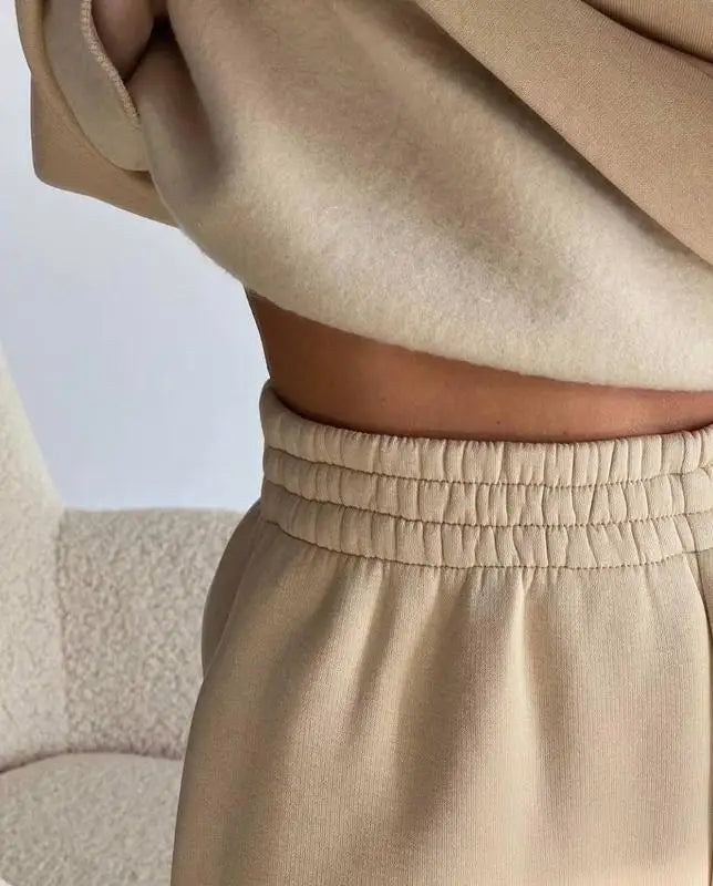 Oversized Warm Casual Hoodie and Long Pants Set for Women