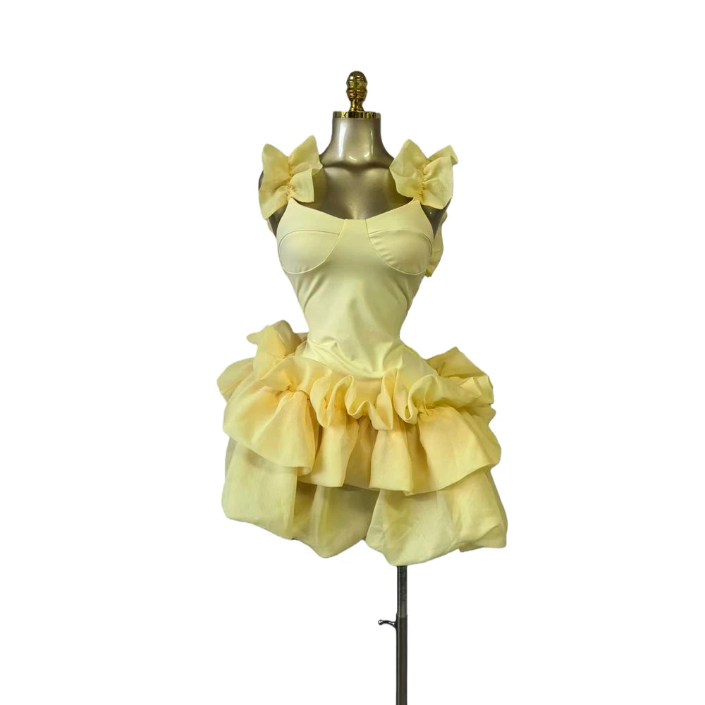Elegant Ruffled Hem Sleeveless Mini Dress for Women