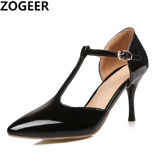 Elegant T Straps Pointed Heels