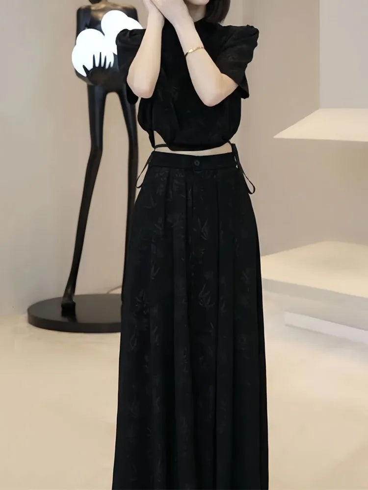 French national style printed skirt women's spring and summer new high-quality fashion design sense niche temperament two-piece