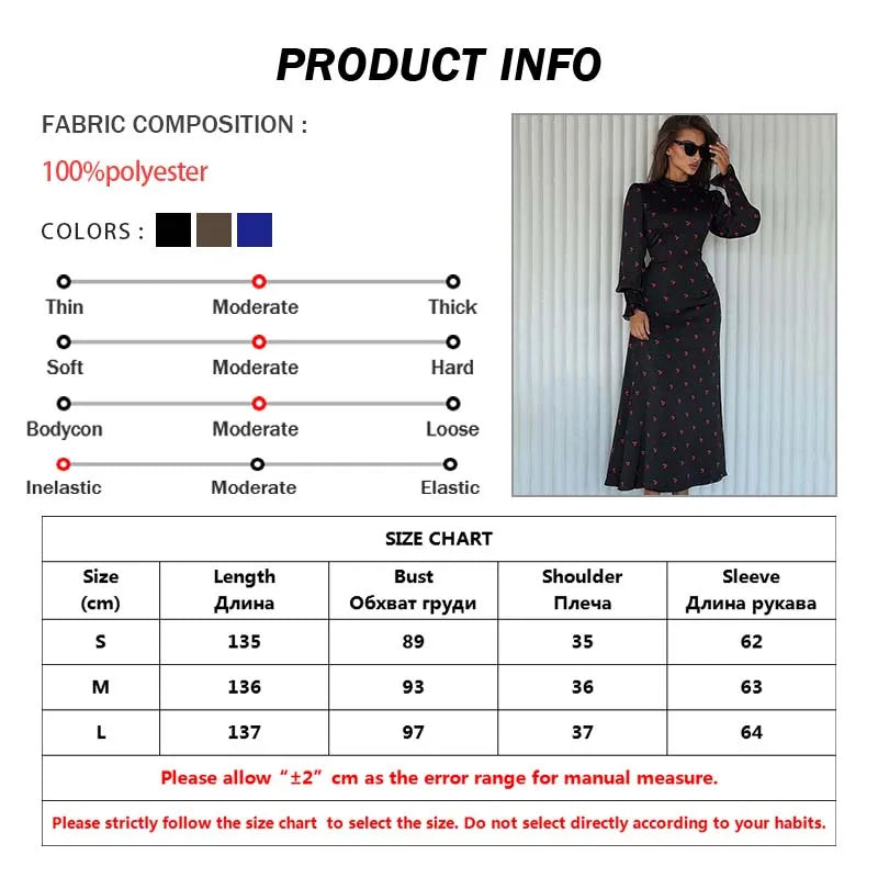 Oymimi Elegant Black Print Dresses For Women Fashion O-Neck Long Sleeve Dresses Casual New High Waist Lace-Up Ankle-Length Dress