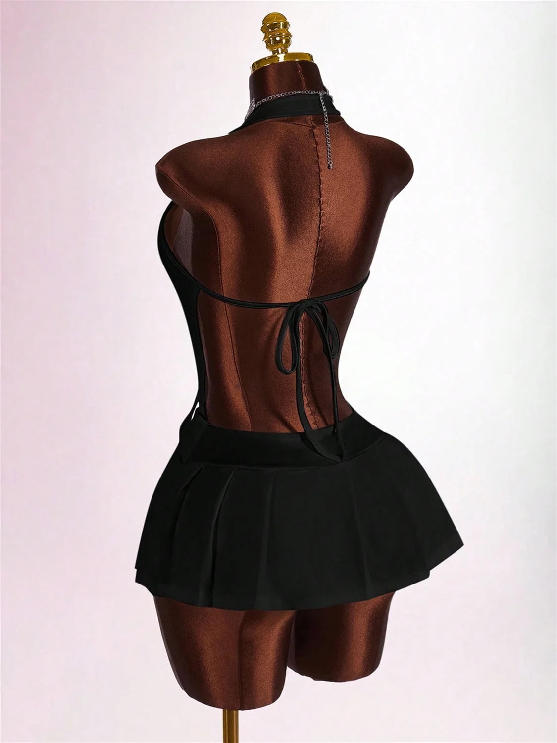 Deep V Neck Ruched Patchwork Bodycon Dress for Women