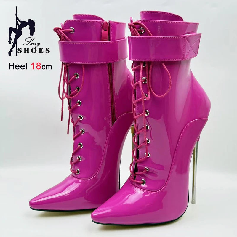 Sexy Pointed Toe Ankle Boots with Strap Wrap for Women
