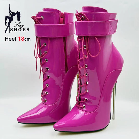 Patent Leather Pointed Ankle Boots