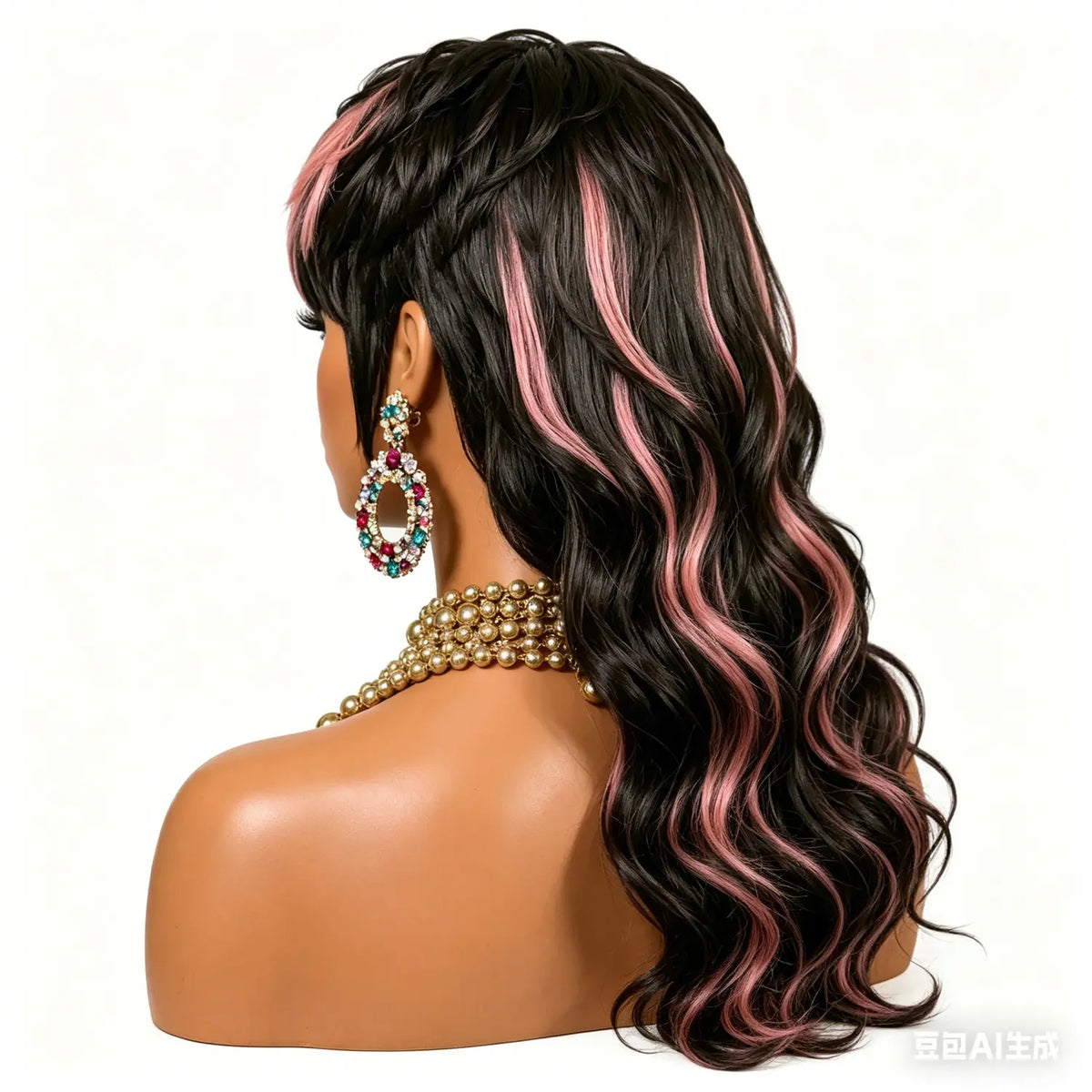 Layered Ombre Mullet Human Hair Wig With Bangs For Women
