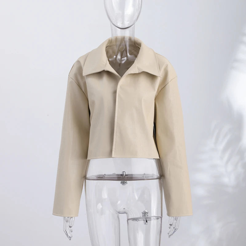 Retro Snake Print Faux Leather Cropped Jacket for Women