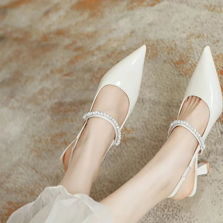 Rhinestone Stiletto Back Strap Sandals