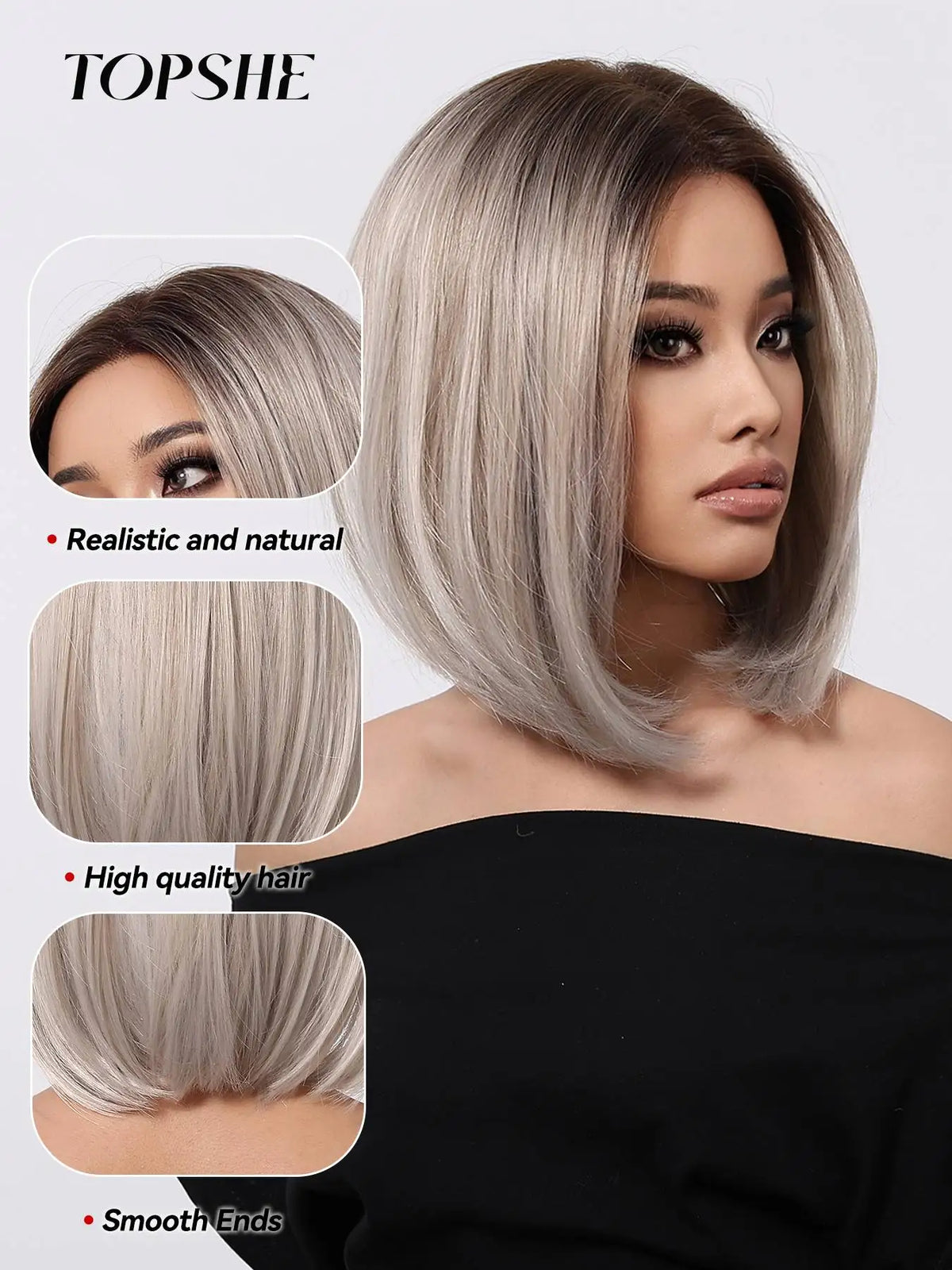 Ombre Blonde Straight Lace Front Bob Wig for Women