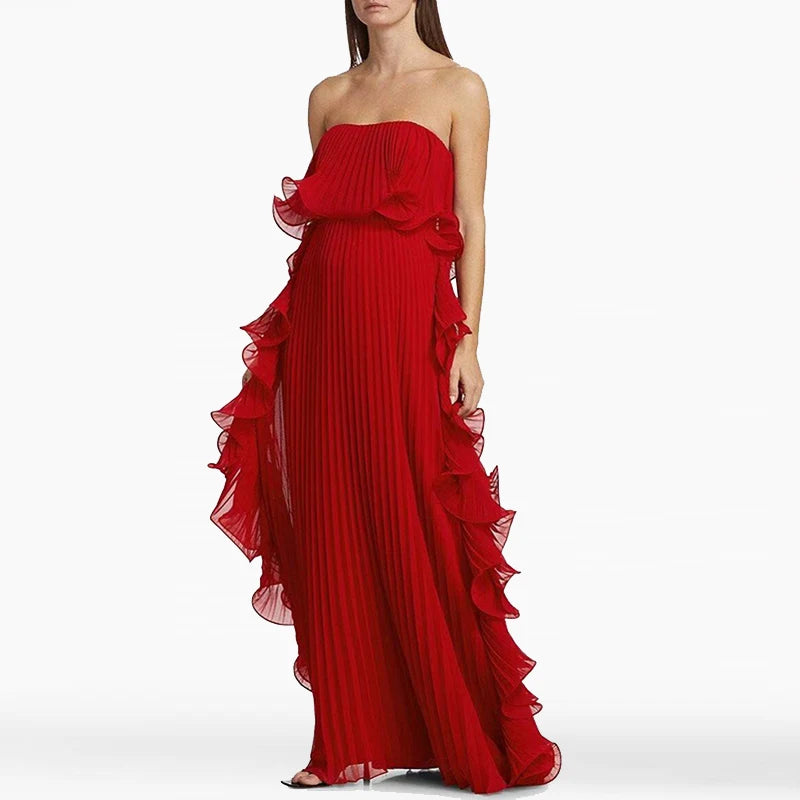Elegant Summer Off Shoulder Strapless Maxi Dress for Women