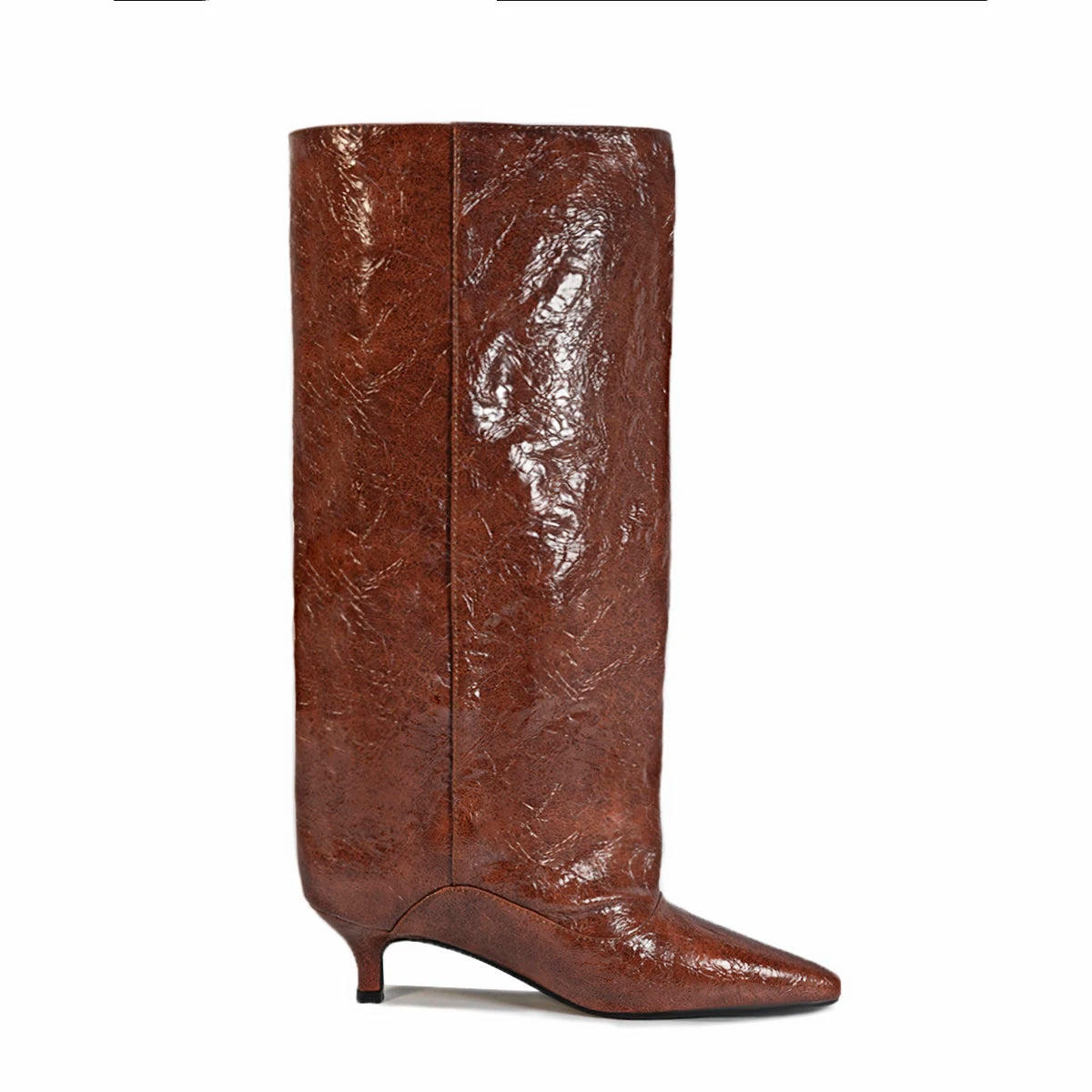Crocodile Print Wide Shaft Kitten Heel Knee High Boots for Women