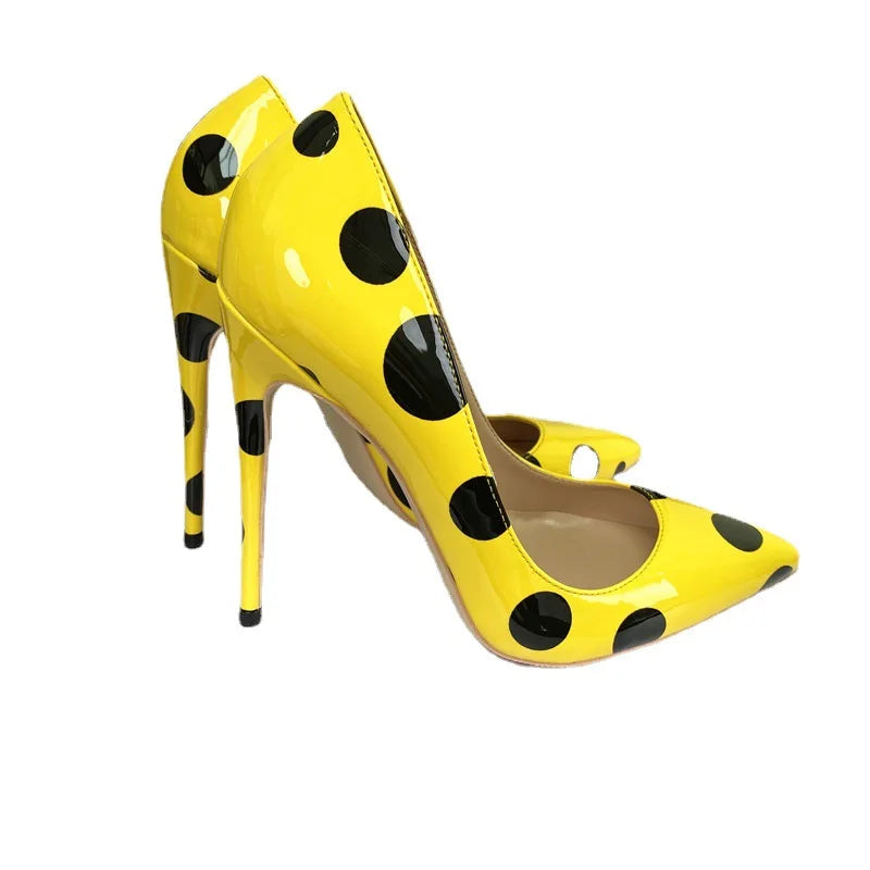 Polka Dot Pointed Toe High Heel Stiletto Pumps for Women