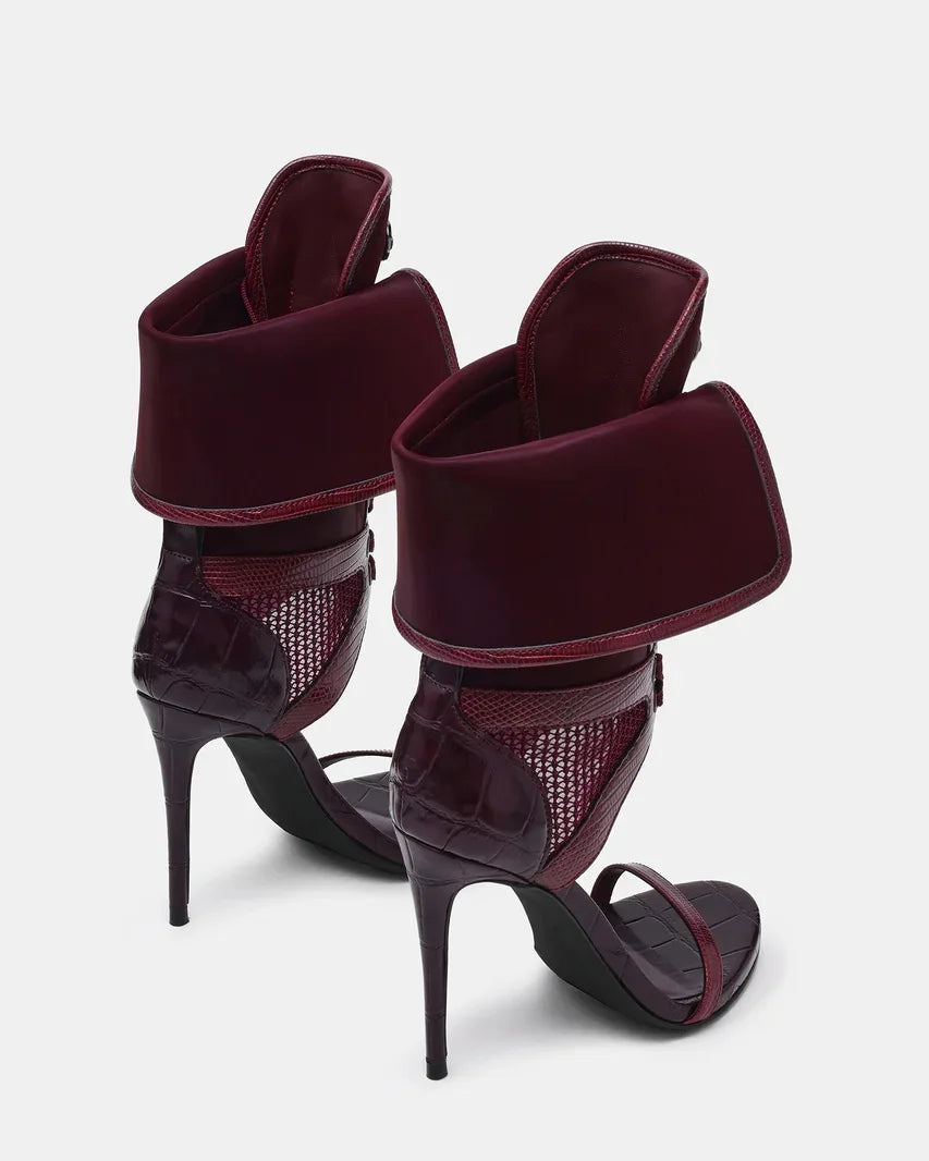 Open Toe Mesh Stiletto Ankle Boots
