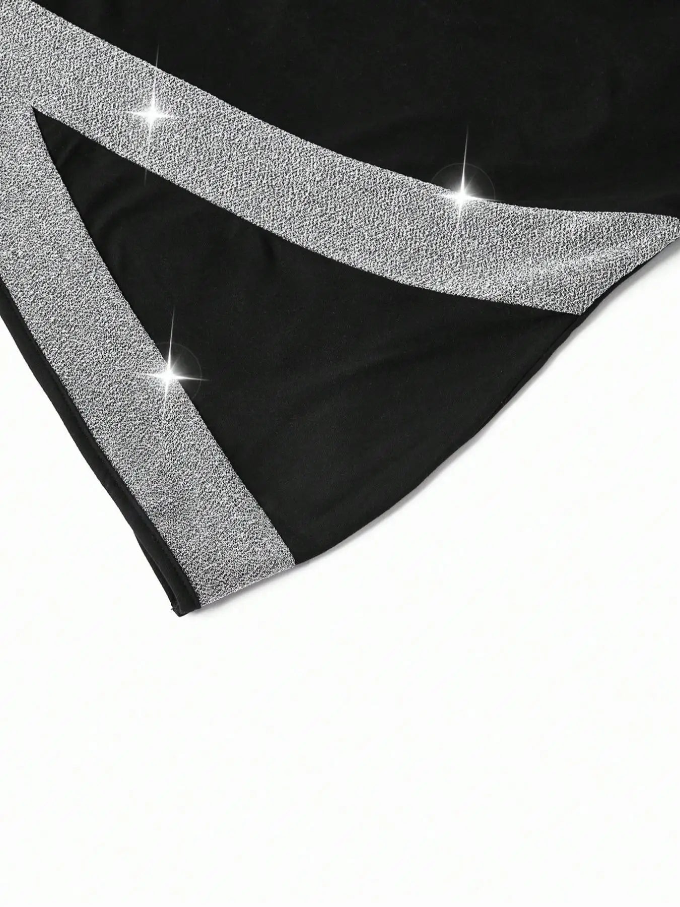 【Plus Size】 Two-Piece Set Patchwork Asymmetrical Neck Tee & Elastic Waist Pants, Casual Long Sleeve Asymmetrical Hem Top & Skinn