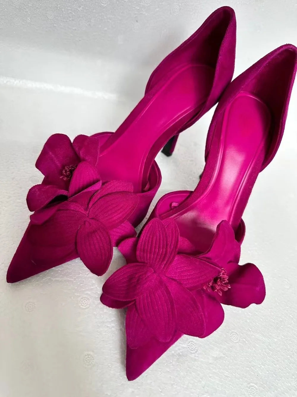 Rose Red Floral Satin Pumps