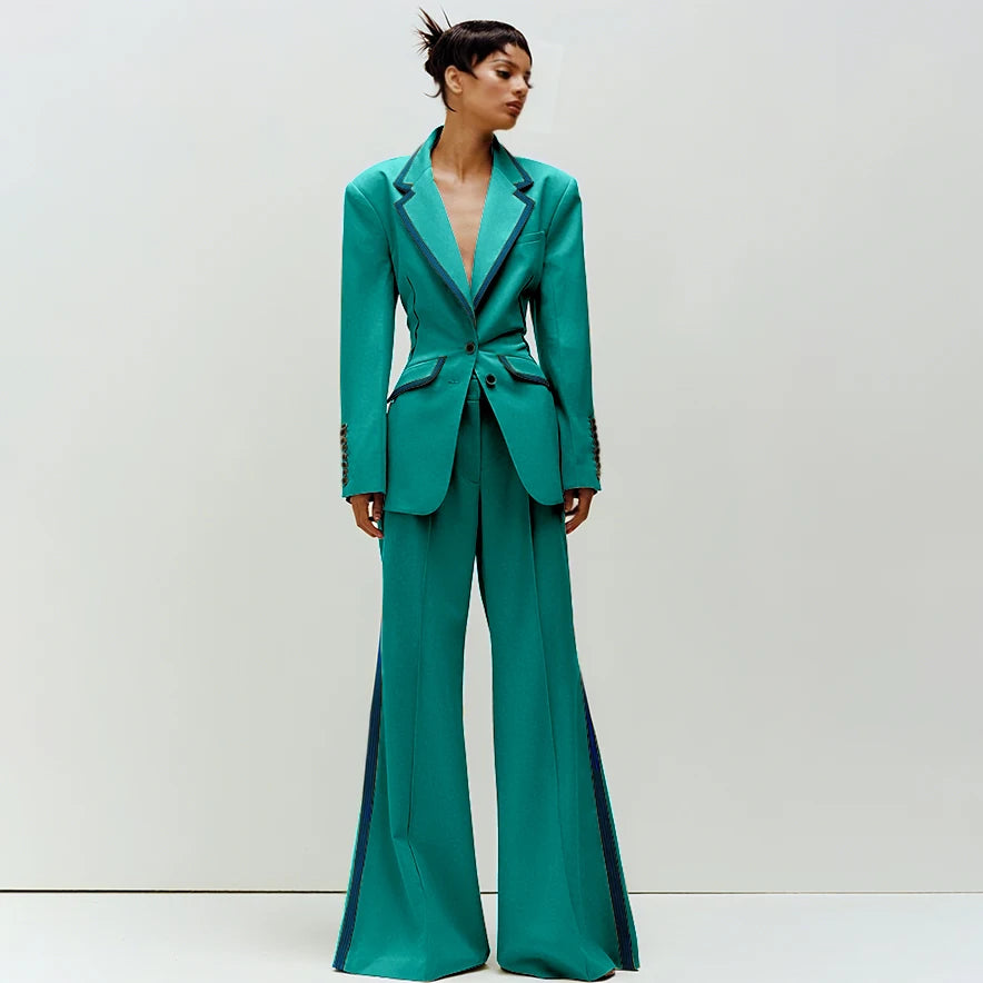 Tailored Notched Collar Two Piece Suit Set For Women