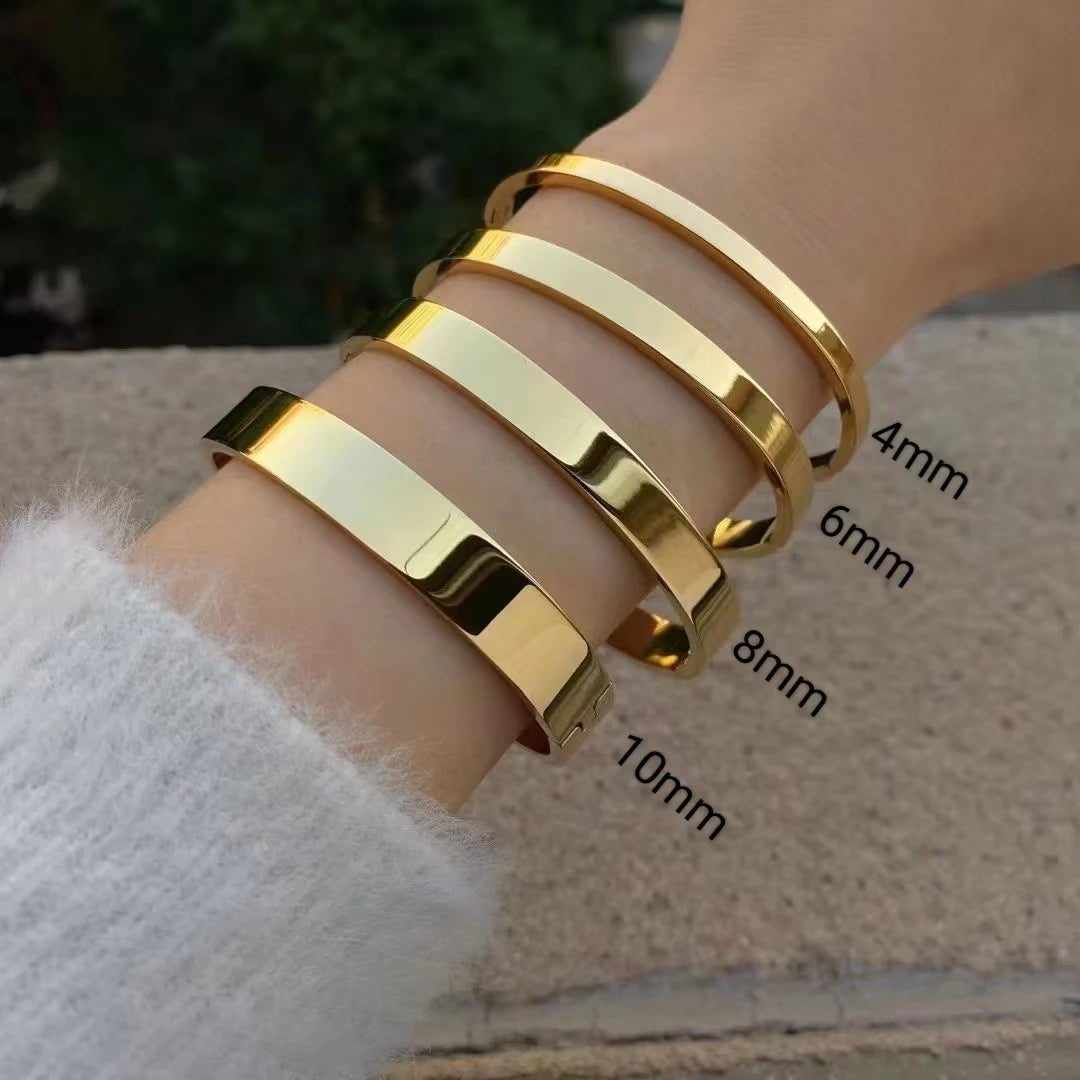 Waterproof Oval Stainless Steel Bangle Bracelet for Women