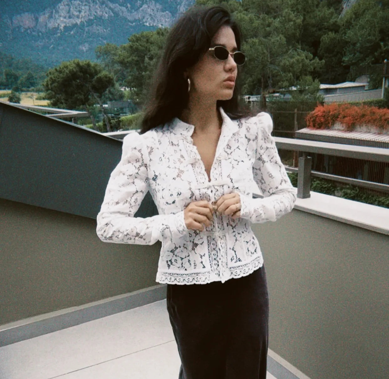 Lace See Through Hollow Out Blouse