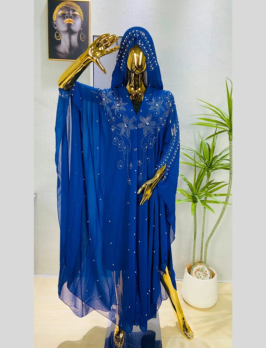New Style Embroidered Beaded Diamond Stitching Muslim Dress African Large Size Women's Clothing Hooded Long Gown
