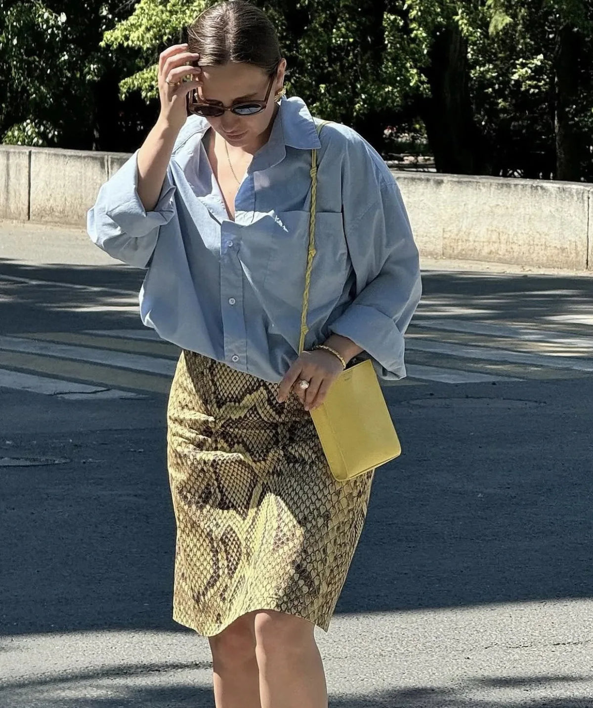 Snake Print High Waist Slim Fit Midi Skirt for Women