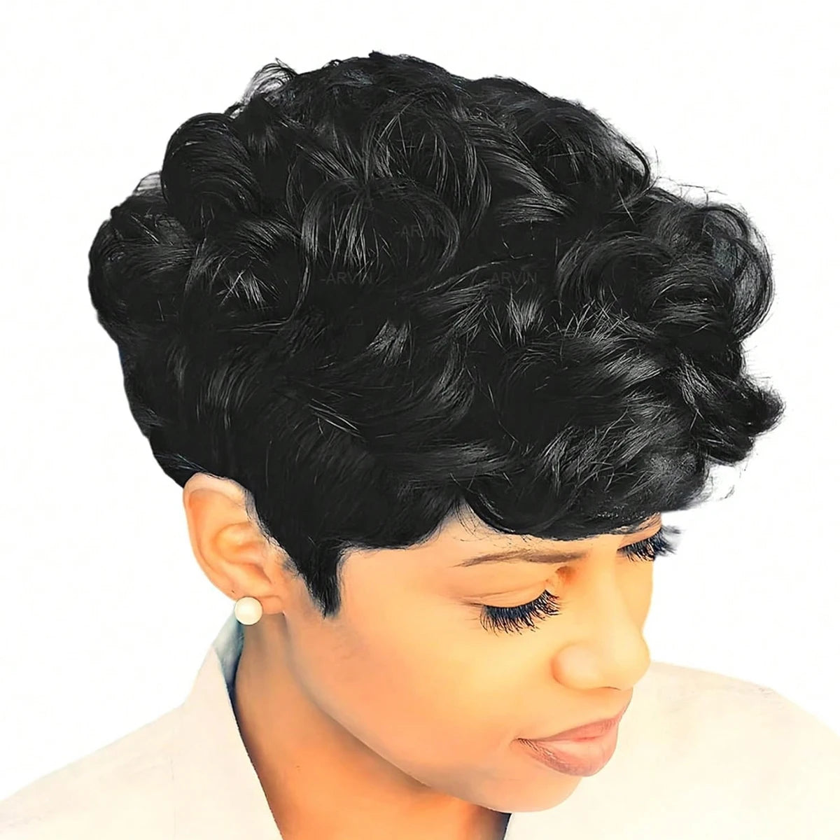 Premium Short Curly Synthetic Pixie Cut Wig For Women