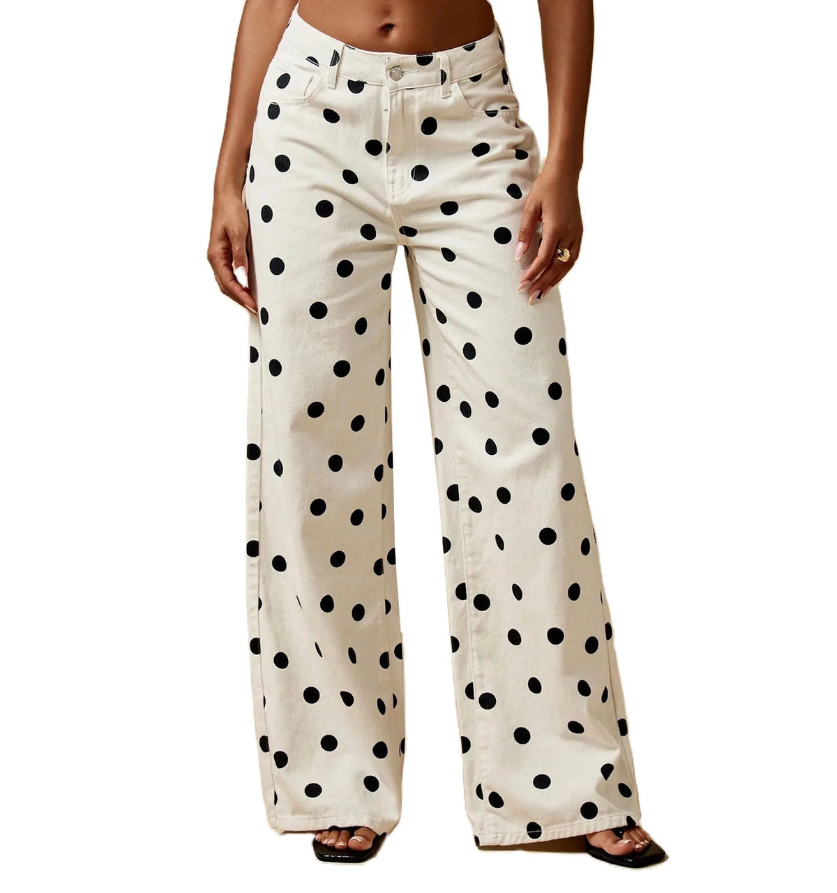 High Waisted Wide Leg Straight Denim Jeans For Women